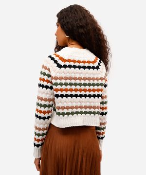 suéter feminino de tricot listrado colorido