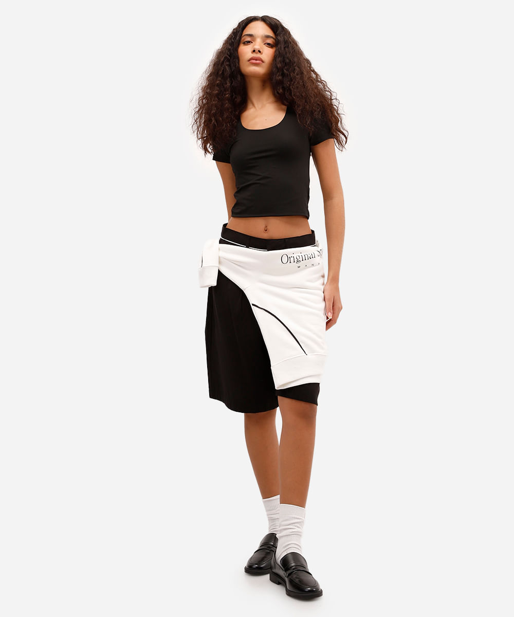 blusa baby look feminina de poliamida básica preta