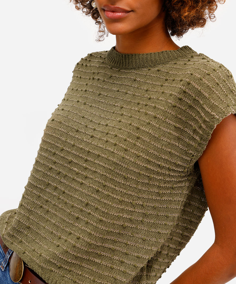blusa feminina de tricot texturizada verde