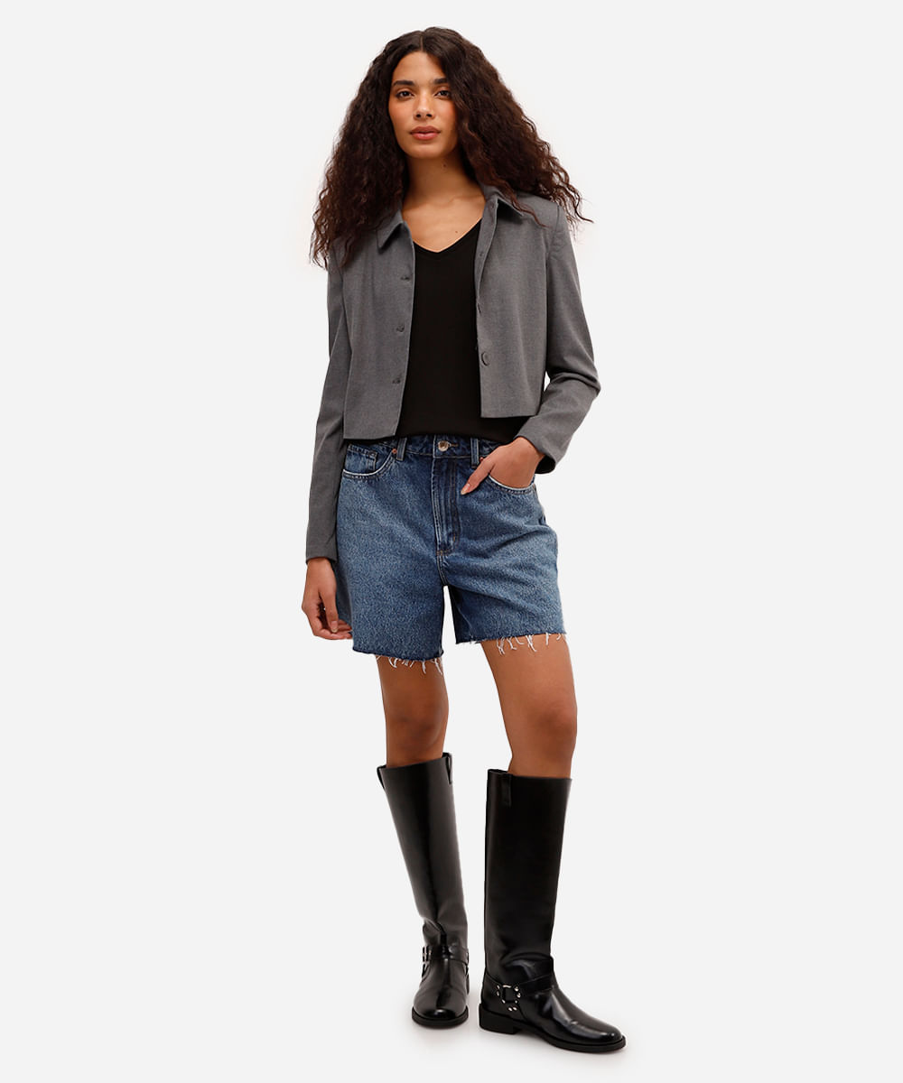 camiseta feminina de algodão peruano básica decote v preta