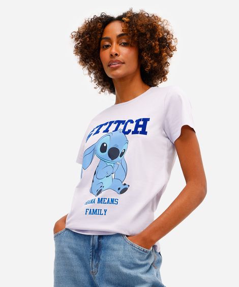 camiseta feminina de algodão stitch lilás