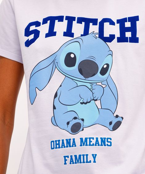 camiseta feminina de algodão stitch lilás