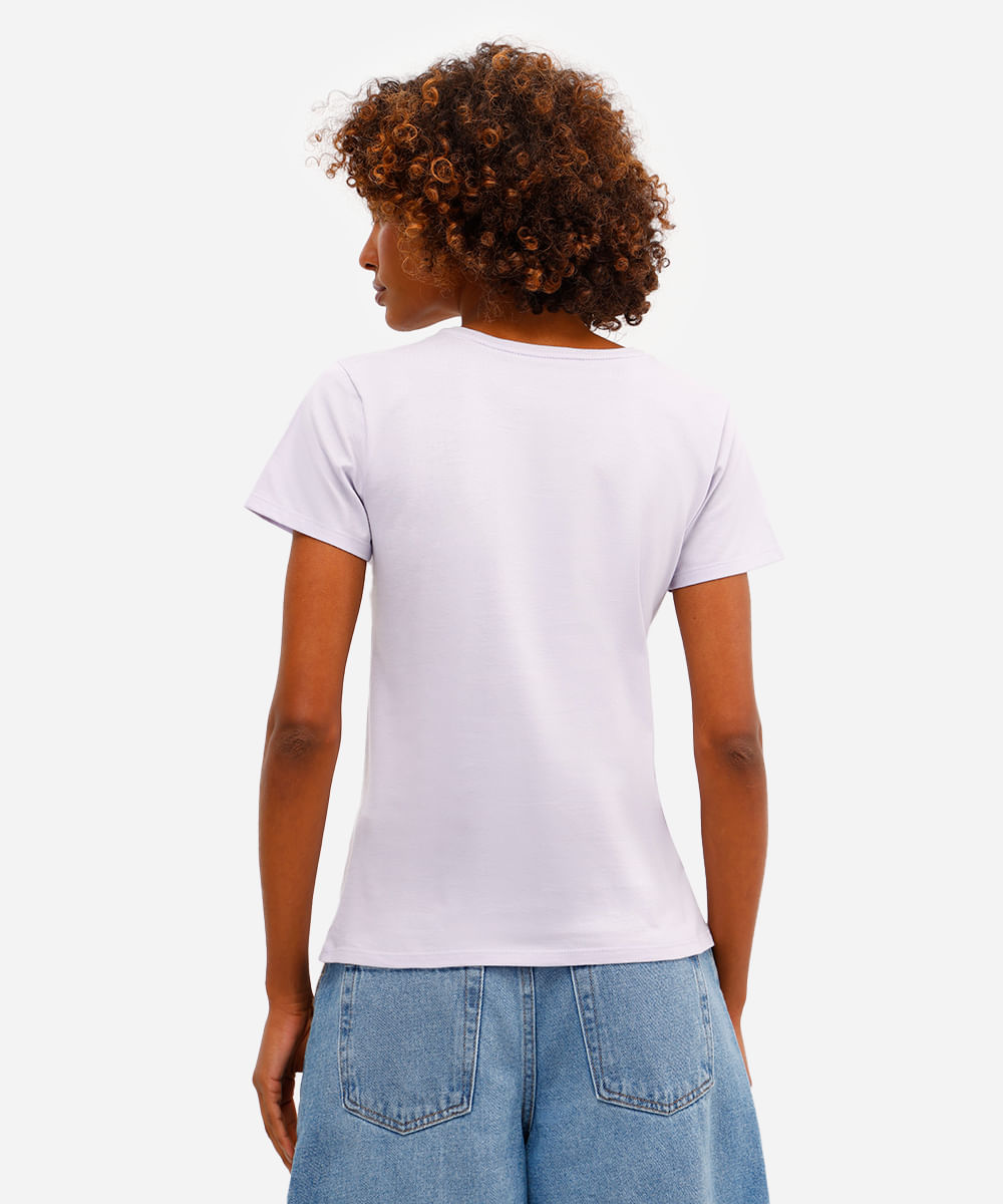 camiseta feminina de algodão stitch lilás