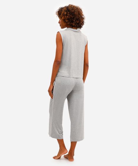 pijama americano feminino de viscose - cinza mescla