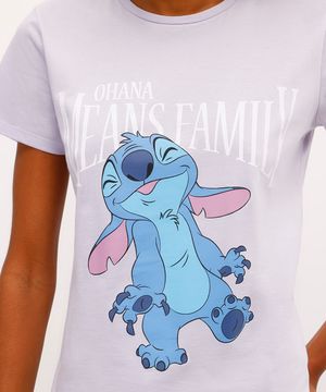 camiseta feminina de algodão stitch lilás