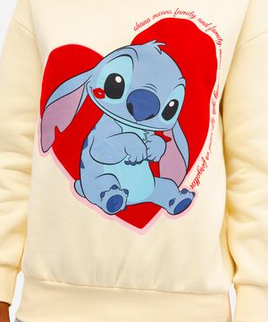 blusão feminino de moletom felpado oversized stitch texturizado amarelo
