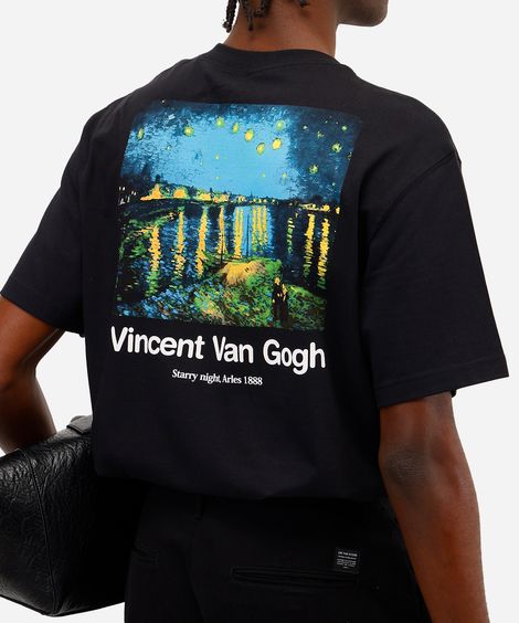 camiseta masculina de algodão vincent van gogh preta