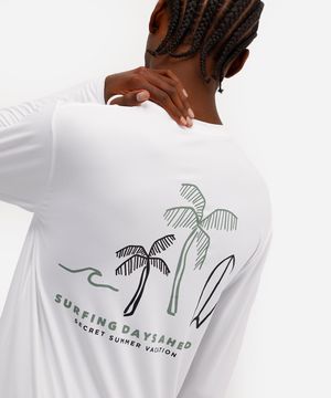 camiseta masculina manga longa com proteção uv  branca