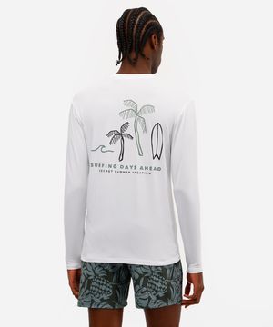 camiseta masculina manga longa com proteção uv  branca