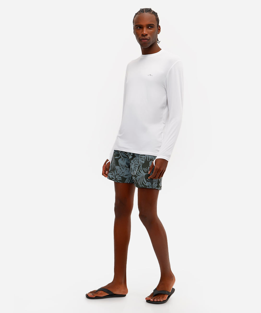 camiseta masculina manga longa com proteção uv  branca