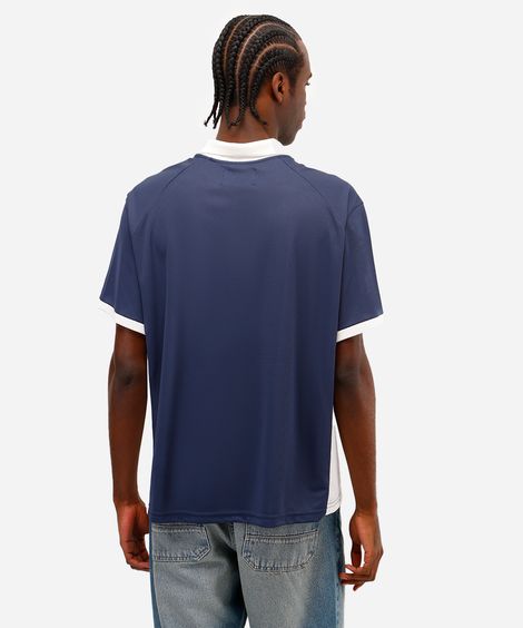 camiseta retrô unissex com gola manga curta soho azul
