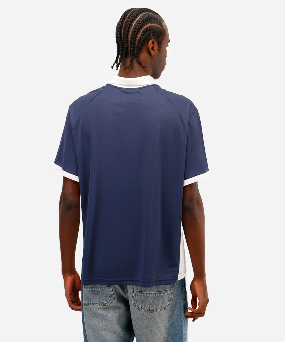 camiseta retrô unissex com gola manga curta soho azul