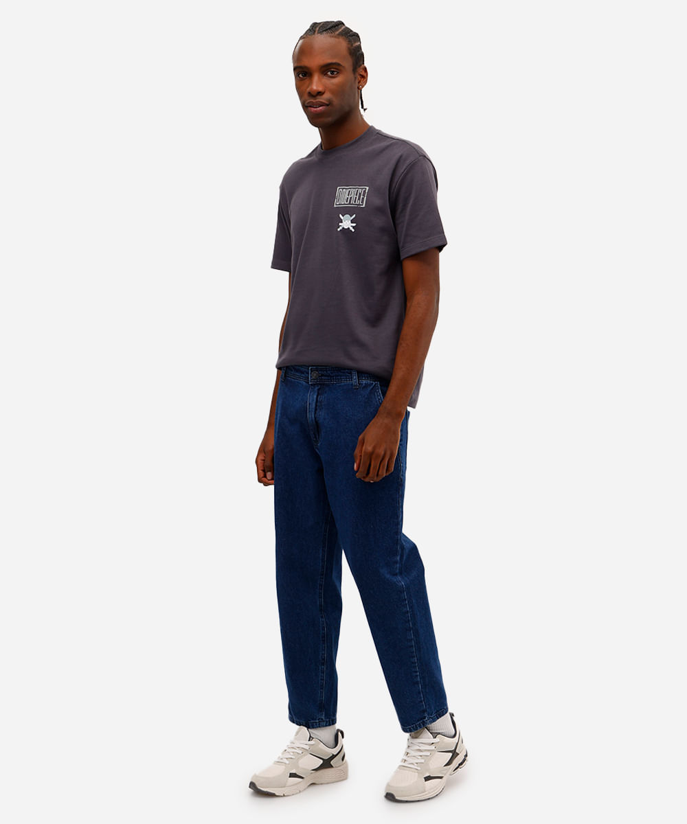 camiseta masculina manga curta one piece cinza