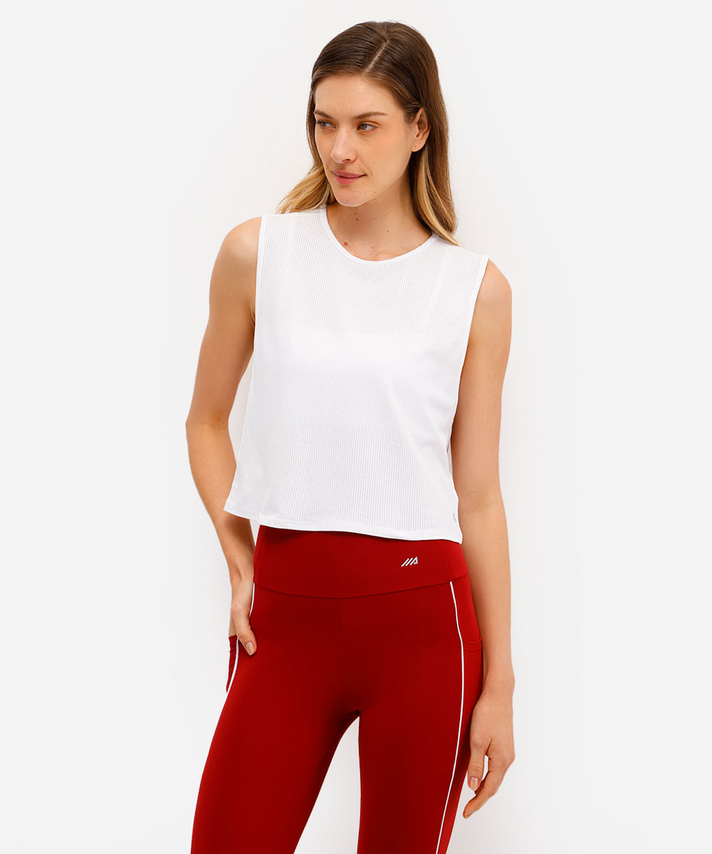cropped feminino esportivo texturizado branco
