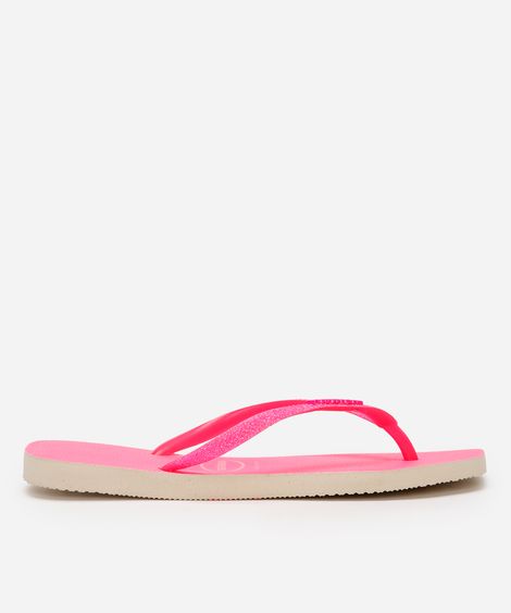 chinelo feminino slim neon havaianas rosa
