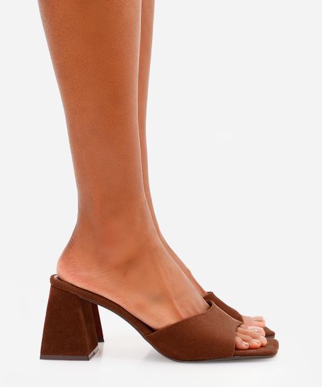 tamanco feminino salto grosso alto oneself marrom