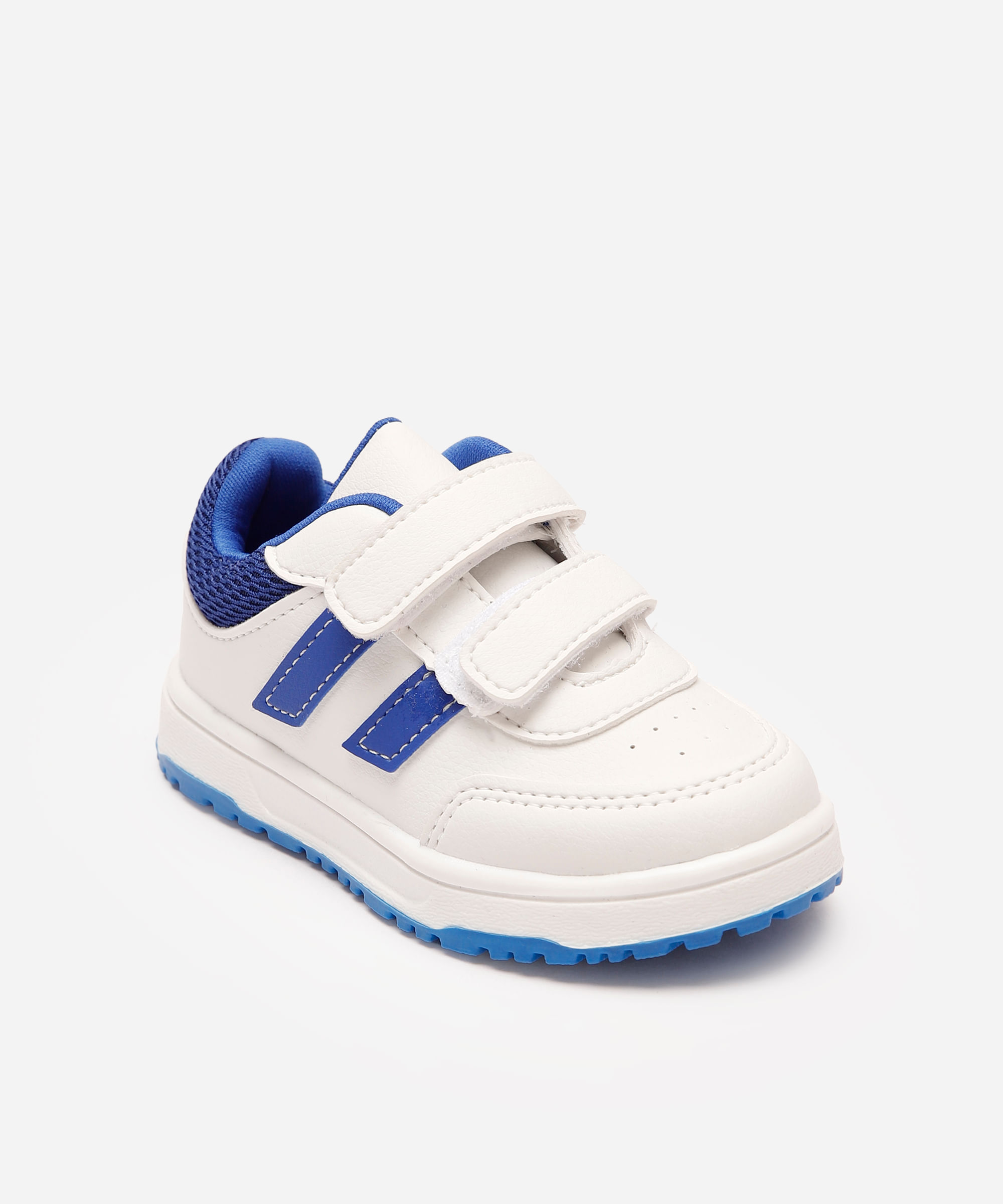 tênis casual infantil com velcro bicolor branco