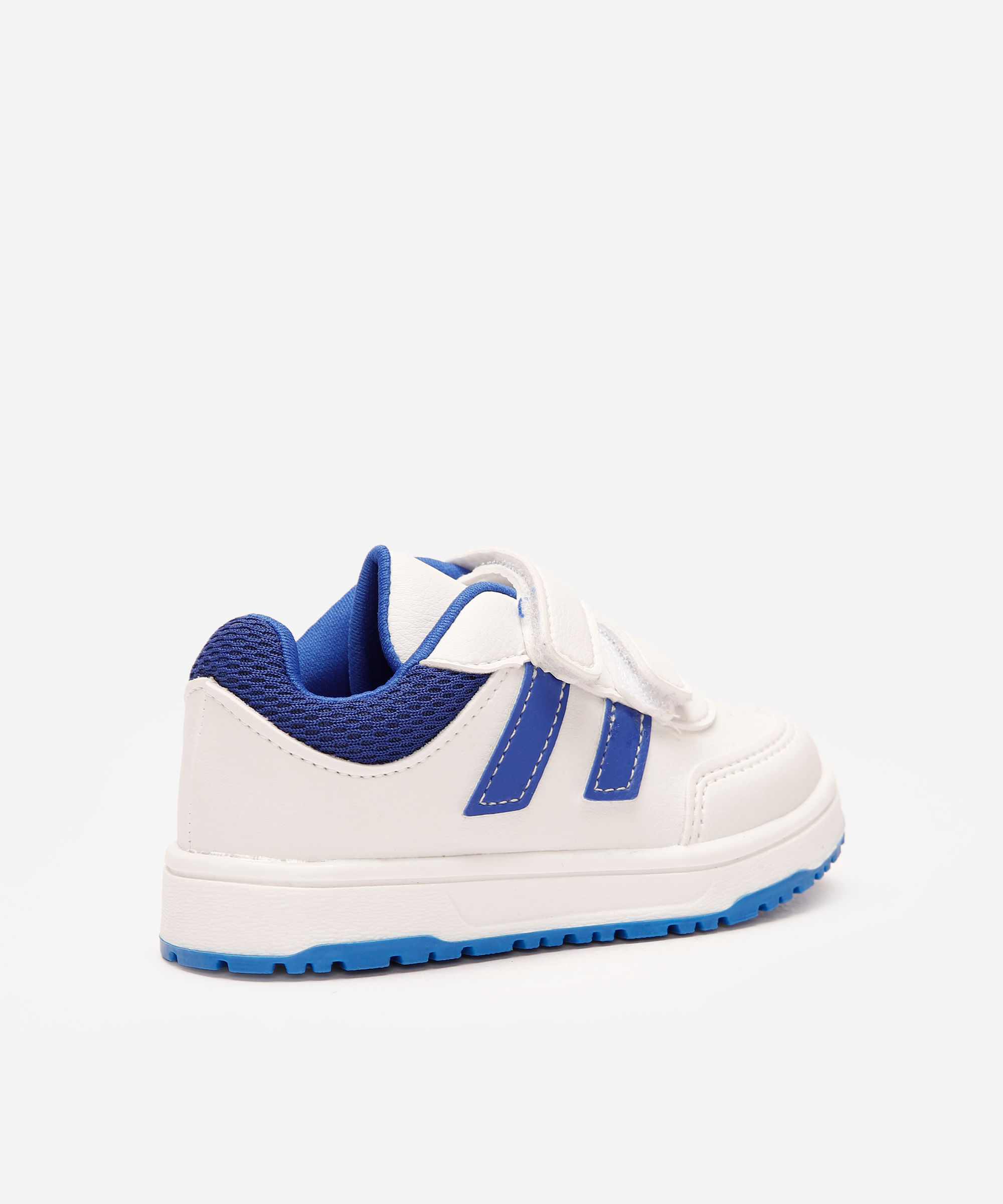 tênis casual infantil com velcro bicolor branco