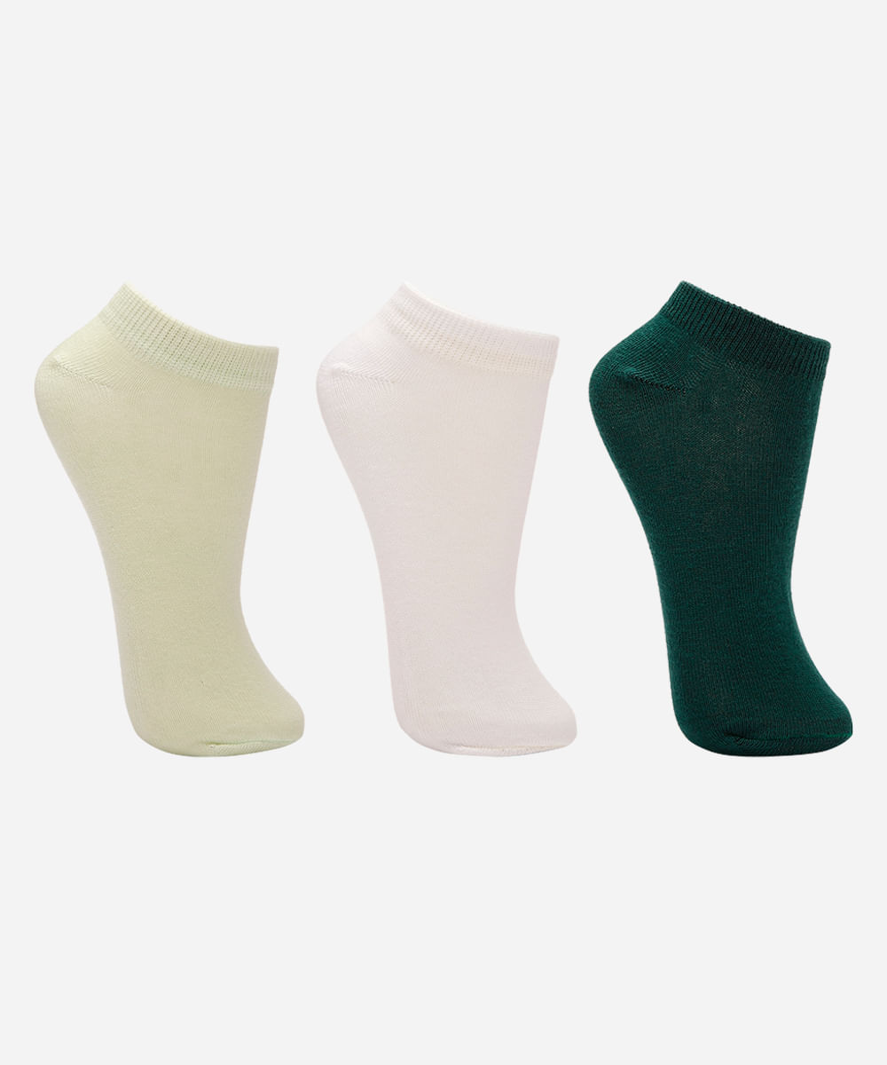 kit de 3 pares de meias femininas cano médio colorido