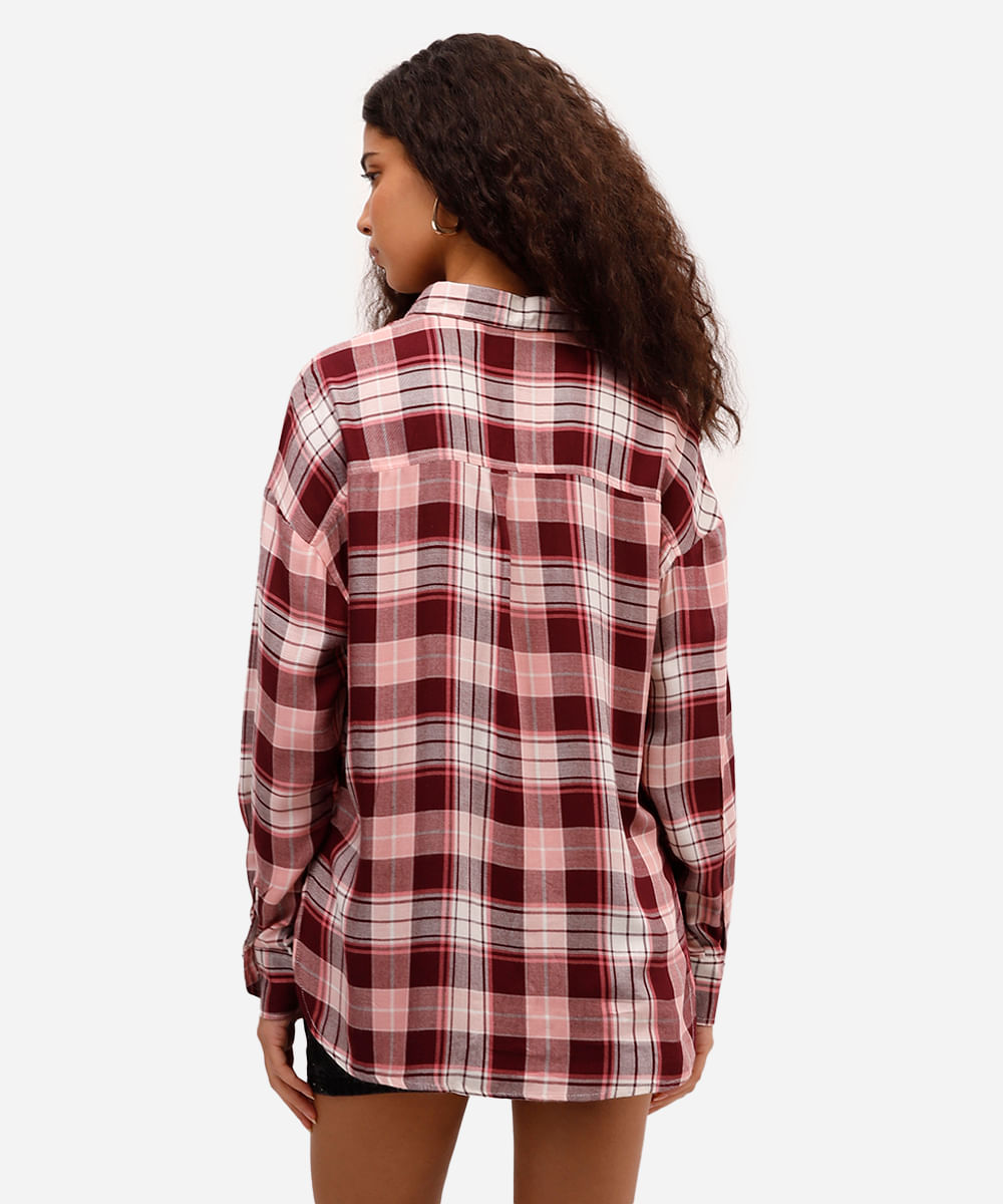 camisa feminina de viscose xadrez colorida