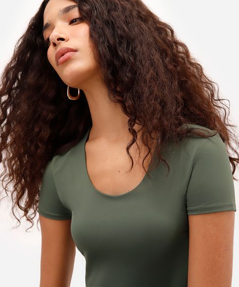 blusa baby look feminina de poliamida básica verde