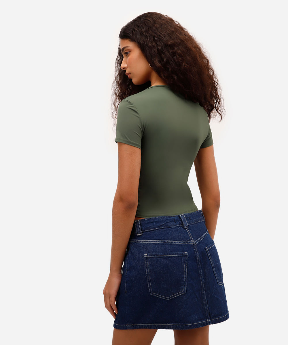 blusa baby look feminina de poliamida básica verde