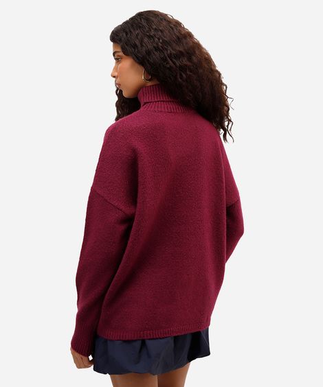 suéter básico feminino de tricot gola alta roxo
