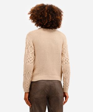 suéter feminino de tricot texturizado bege