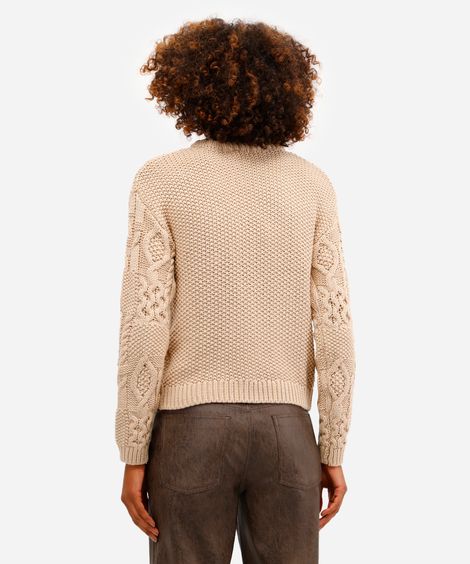 suéter feminino de tricot texturizado bege