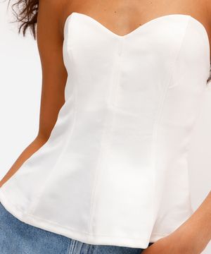 blusa peplum feminina sem alça de suede off white