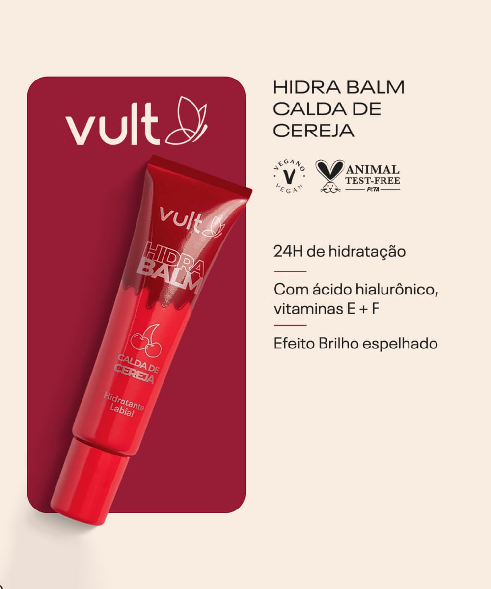 gloss labial vult hidra balm calda de cereja 12ml rosa