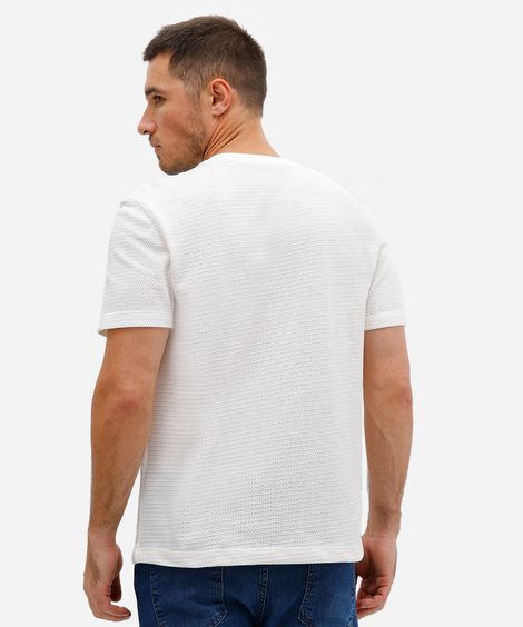 camiseta masculina com bolso texturizada off white