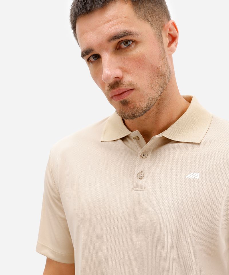 polo masculina esportiva ace texturizada bege