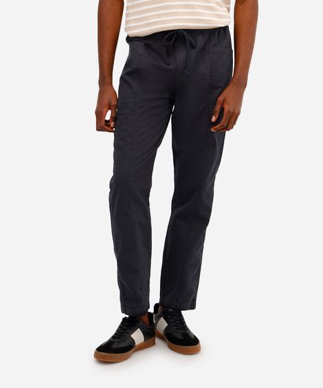 calça jogger masculina de sarja texturizada - preto