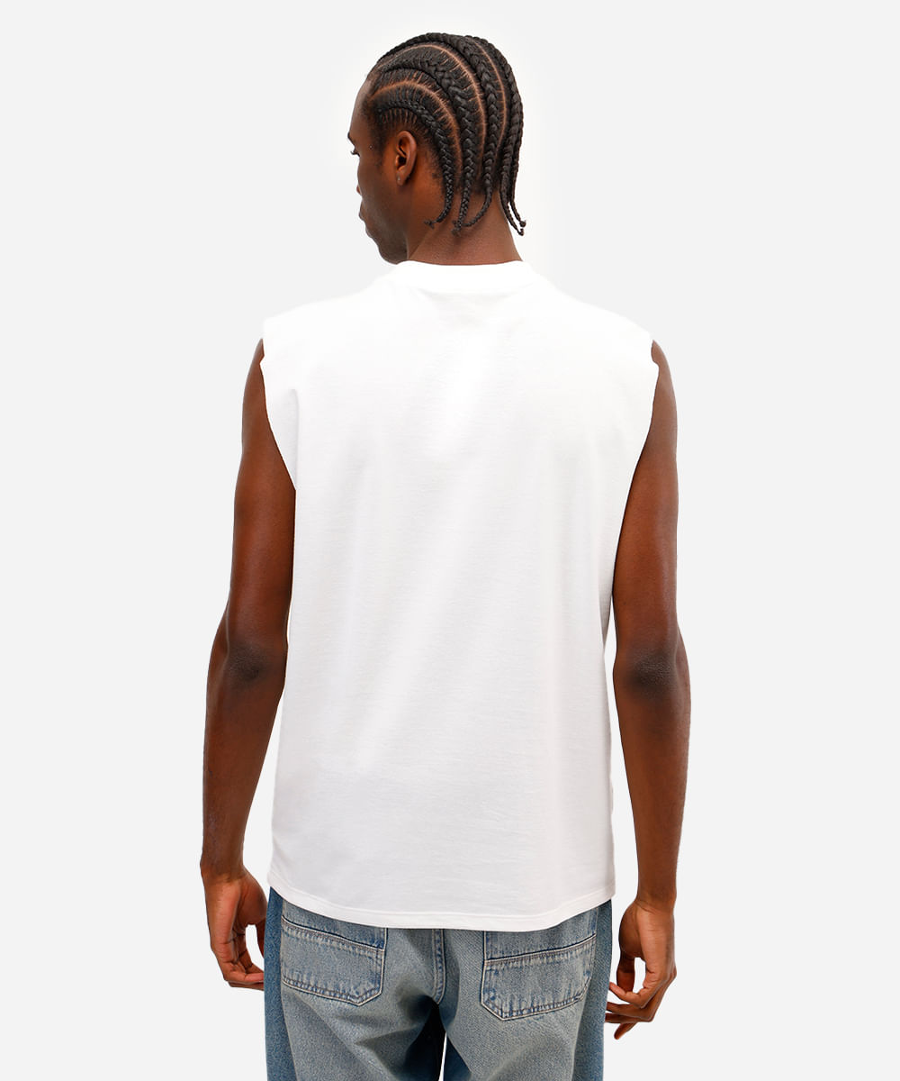 regata machão masculina de moletinho off white