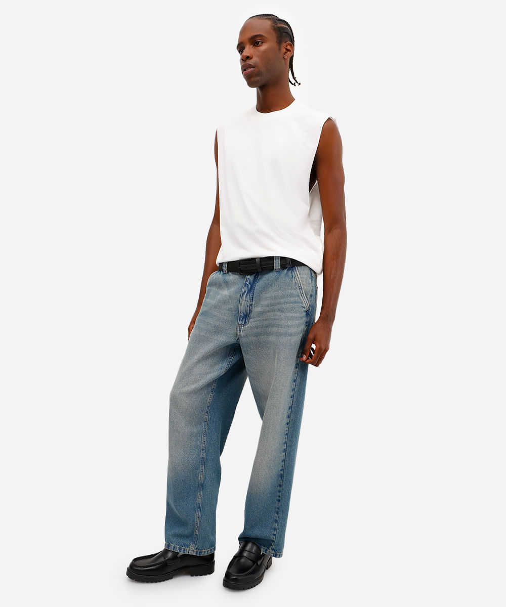 regata machão masculina de moletinho off white