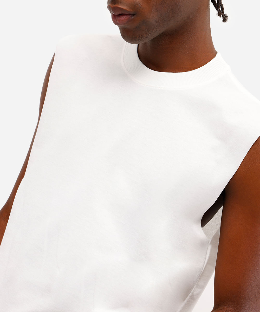 regata machão masculina de moletinho off white