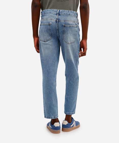 calça reta masculina jeans azul