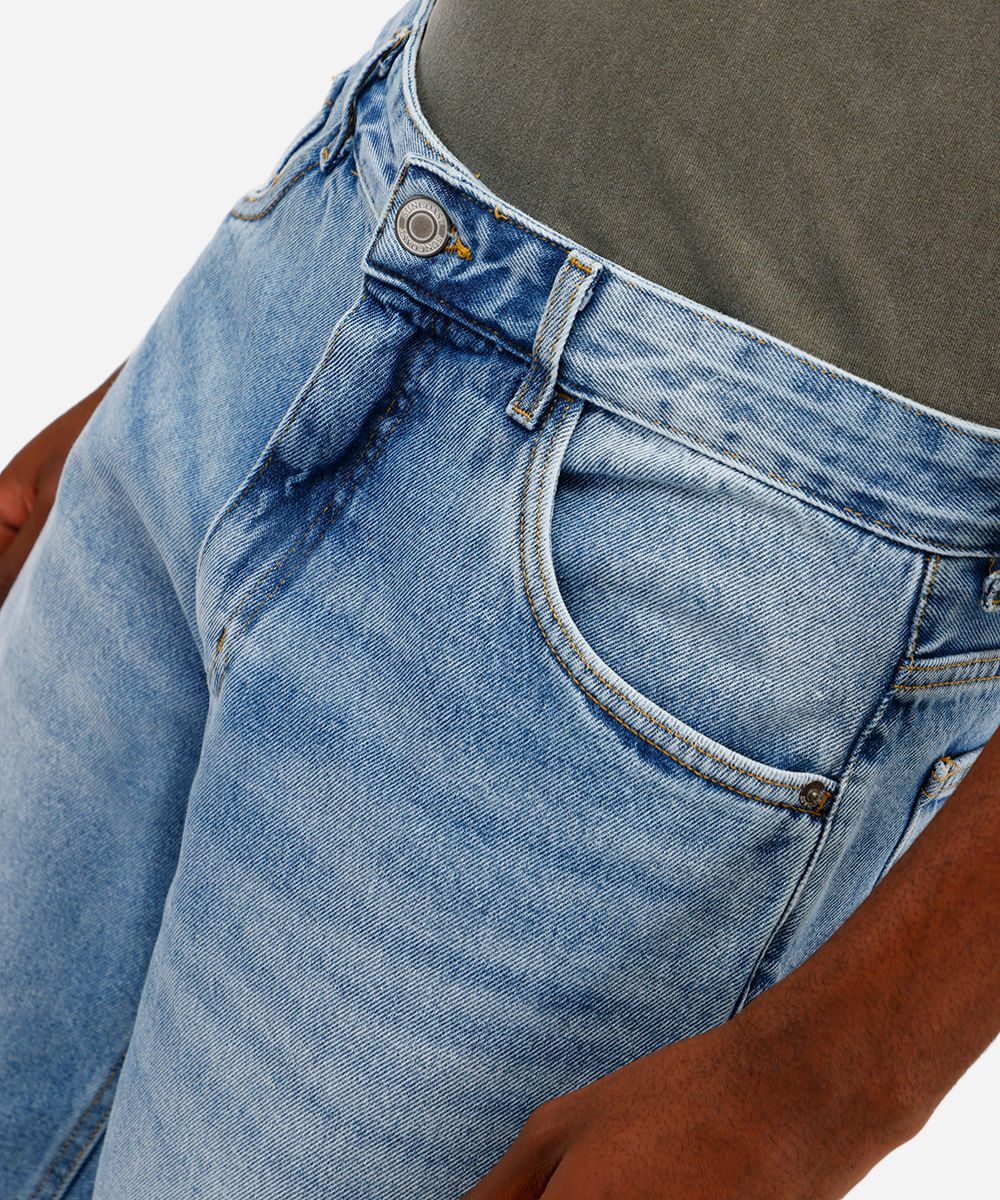 calça reta masculina jeans azul