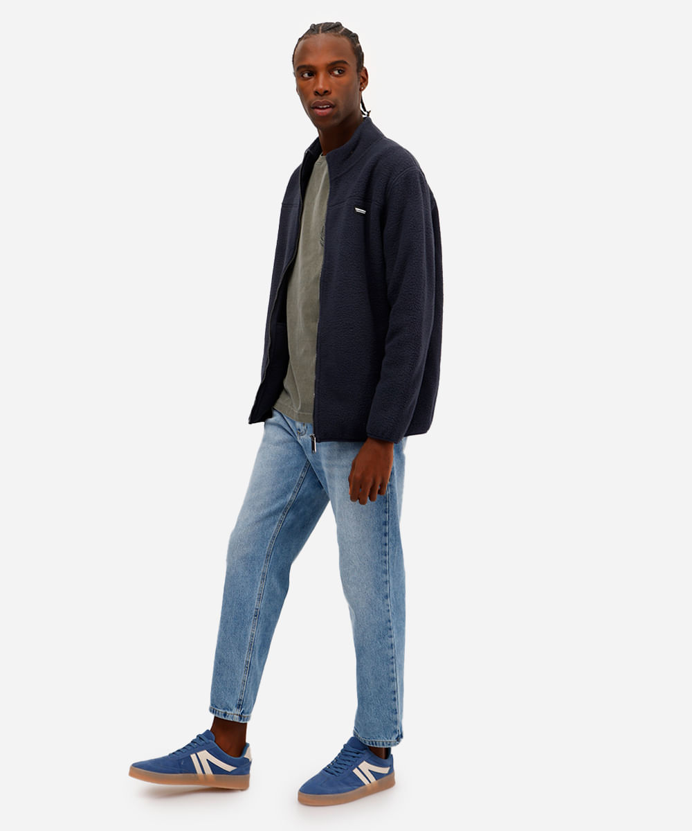 calça reta masculina jeans azul