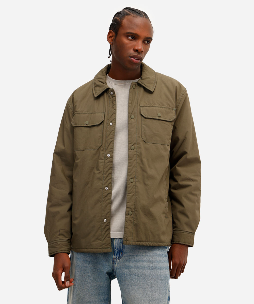 jaqueta masculina com bolso lapela verde