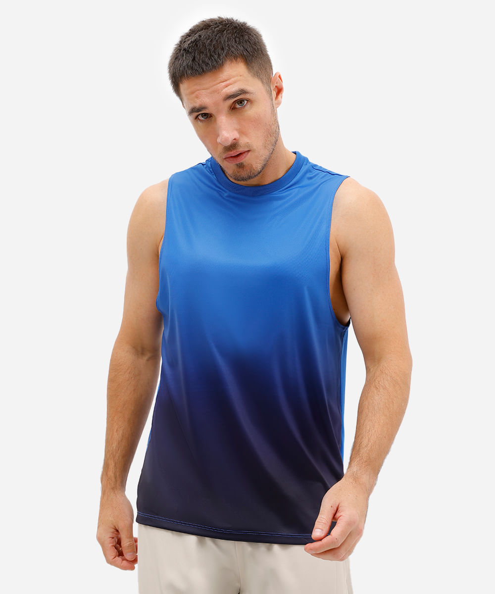 regata esportiva muscle masculina degradê azul