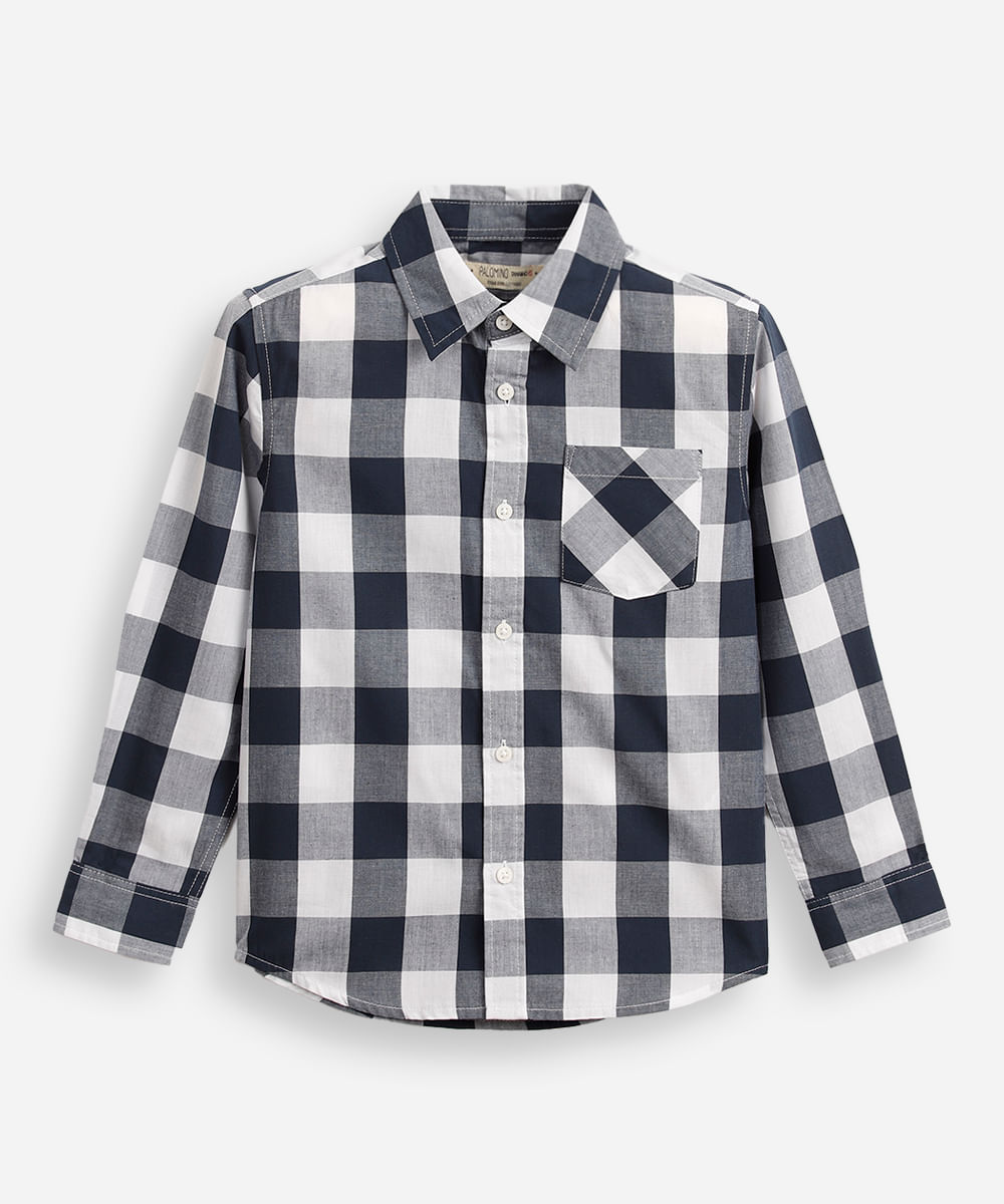 camisa infantil manga longa bolso xadrez colorido