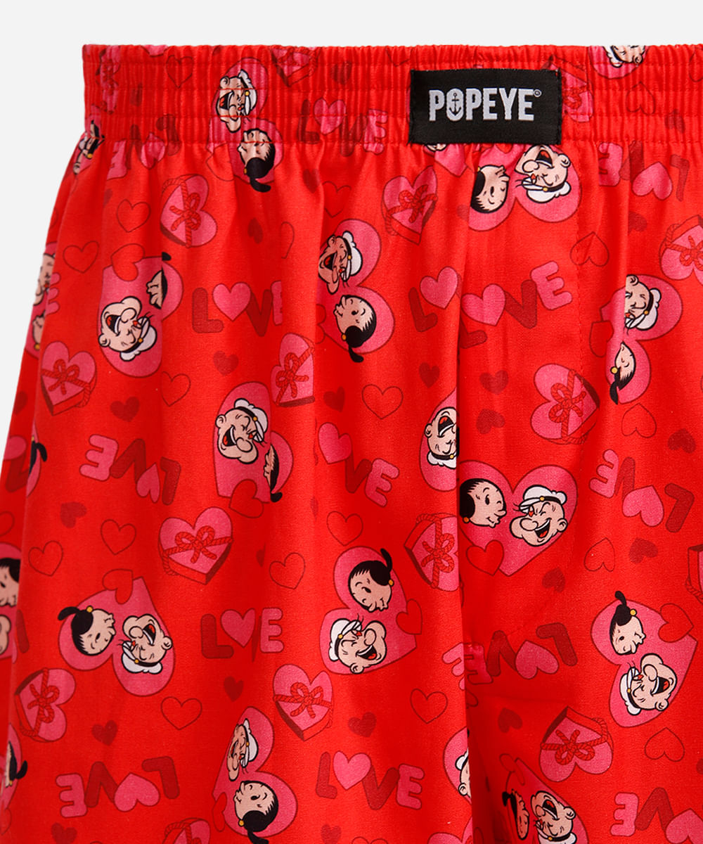 samba canção masculina de algodão popeye vermelha