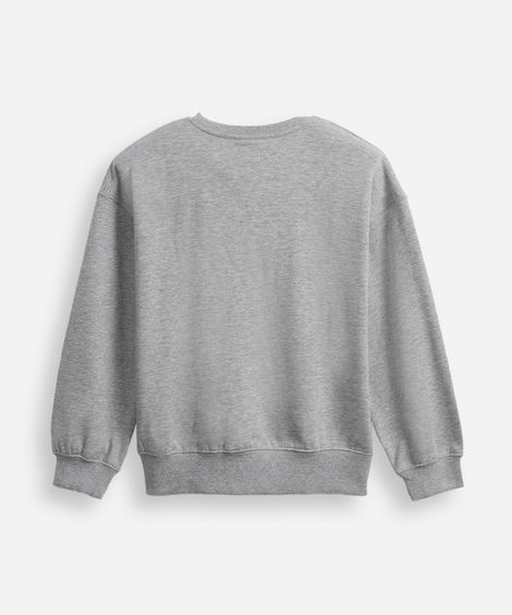 blusa de moletom juvenil oversized college new york cinza