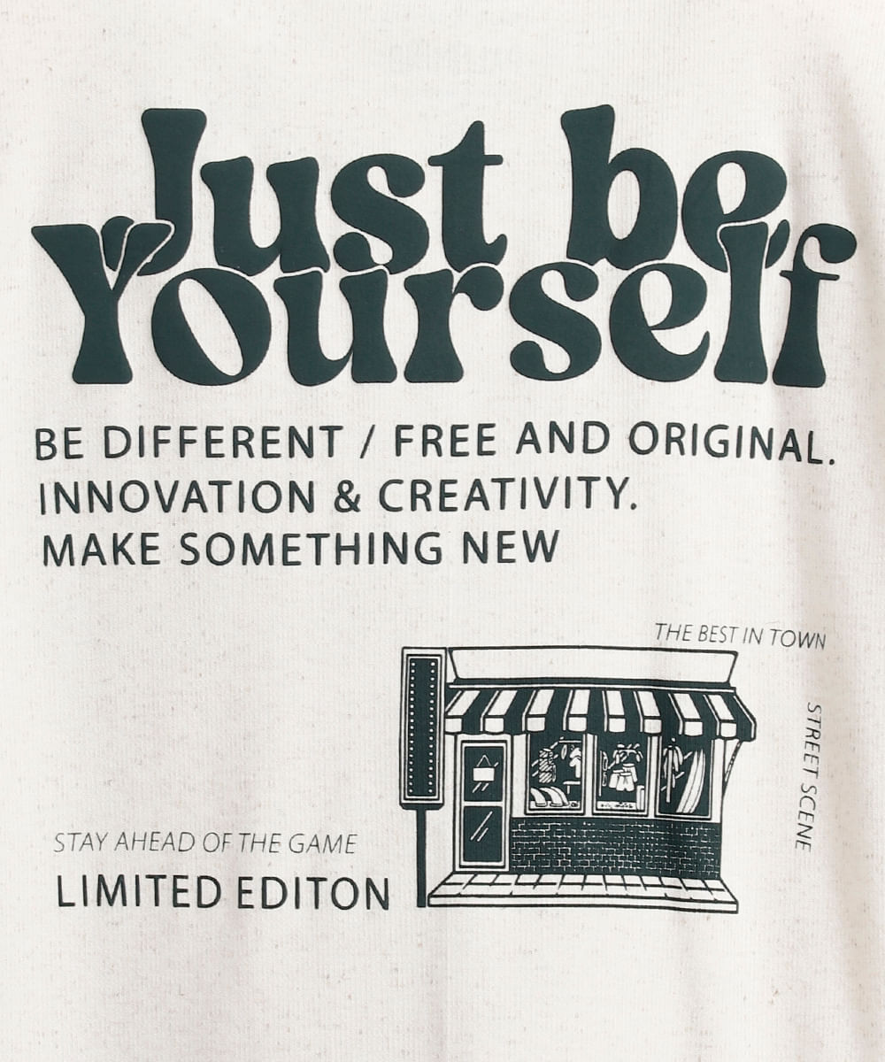 camiseta infantil com linho estampada off white