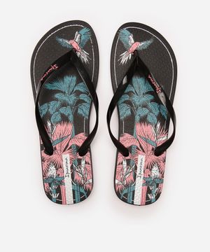 chinelo ipanema slim floral preto