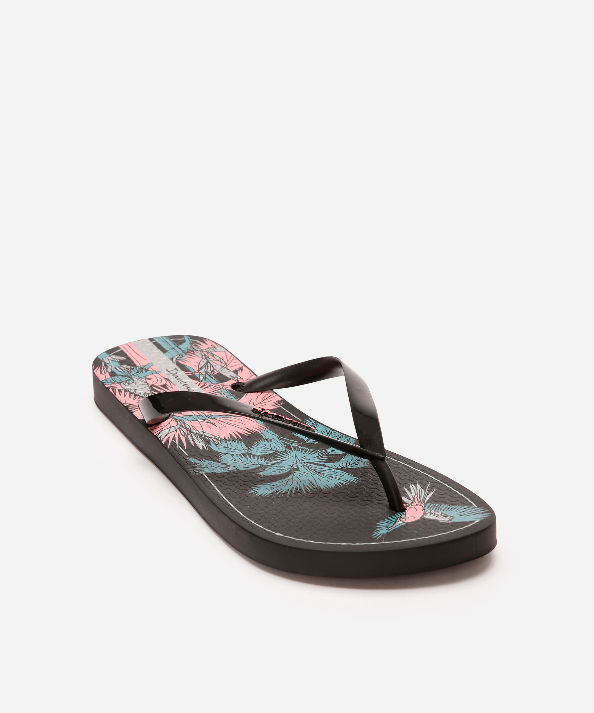chinelo ipanema slim floral preto