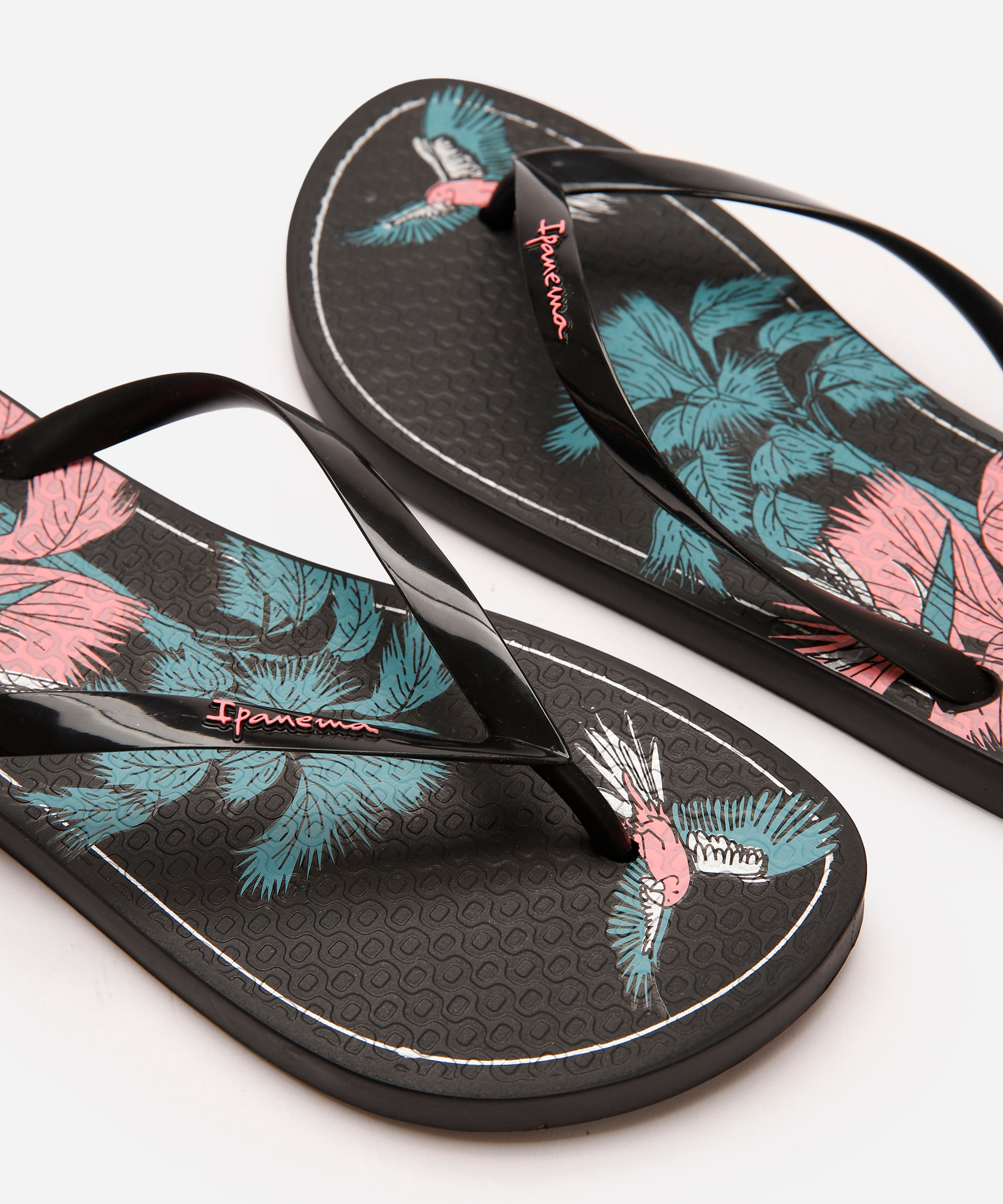chinelo ipanema slim floral preto