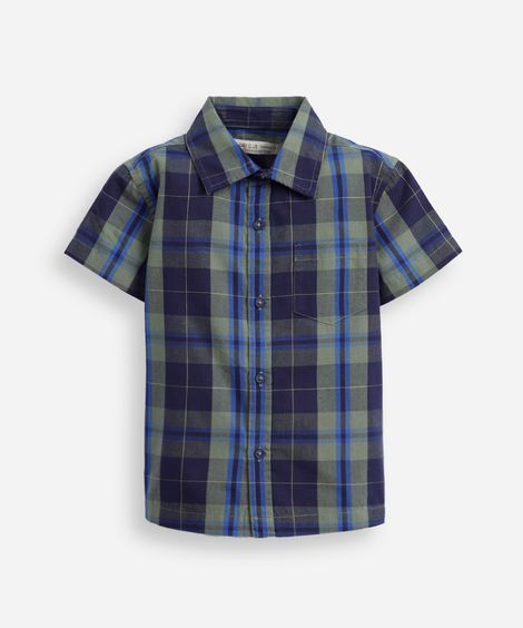 camisa infantil manga curta xadrez - verde